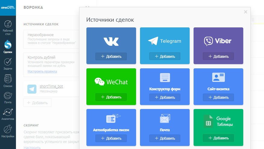 Интеграция amoCRM с мессенджерами