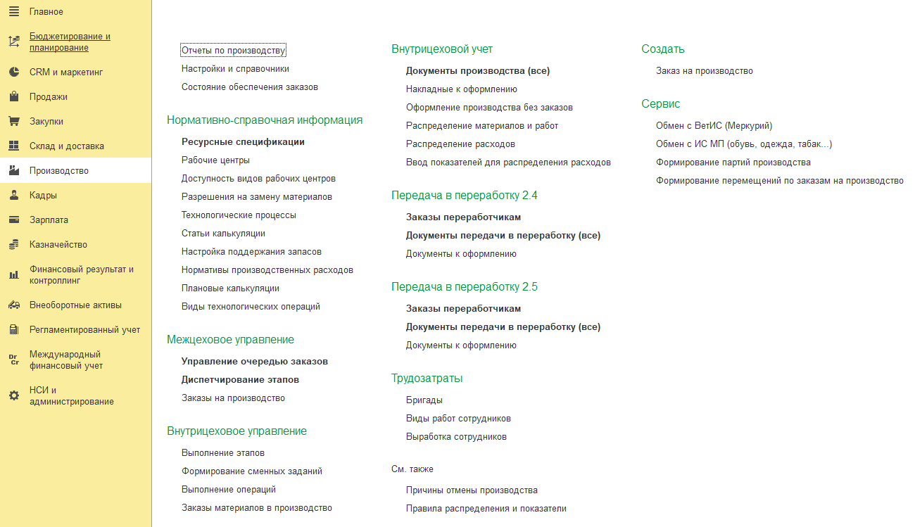 Управление производством в 1С:ERP